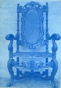 France Furniture Chair Sculpture Old Cyanotype Photo 1870