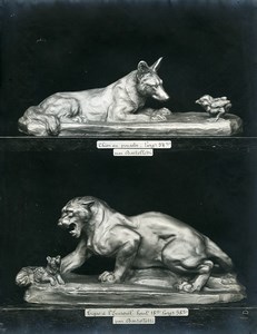 France Paris Art Deco Cadran Workshop Bartelletti Dog & Tiger Old Photo 1930