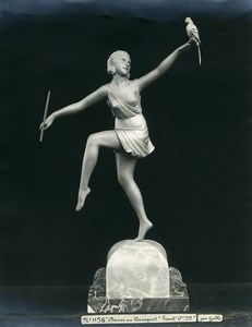 France Paris Art Deco Cadran Workshop Gallo Dancer & Parrot Old Photo 1930