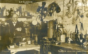 France WWI Turpin in his Laboratory Real Photo Postcard 1914