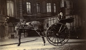 France Lille Couple in Convertible Horse Car Old Amateur Photo 1896