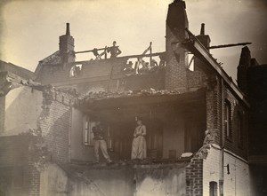 France Lille Group in House Ruins Old Amateur Photo 1896