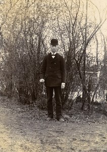 France Lille Young Man in the Countryside Old Amateur Photo 1896