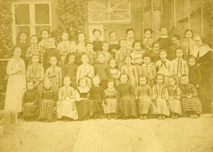 France Lille Religious Boarding School for Young Girls Group Old Photo 1870