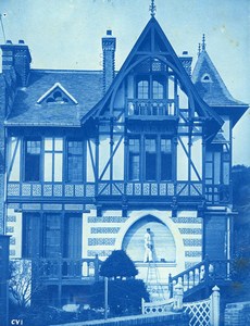 France Normandy New Half-timbered House Old Photo Cyanotype 1895