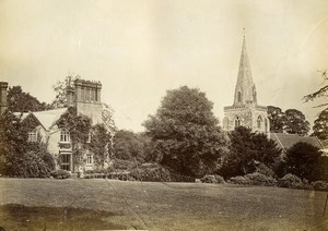 United Kingdom Countryside House and Church Old Photo 1880