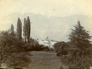 Switzerland Lake Geneva Paddle Steamer France Old Amateur Photo 1910