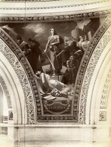 France Mural Painting at the Pantheon Justice Old Photo 1900