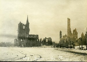 Belgium Ieper Ypres Main Square Ruins WWI War Disaster Old Photo 1918