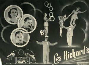 France Music Hall Circus Acrobat Juggler les Richard's Old Photo Photonub 1950