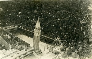 Italy Venezia Venice Piazza San Marco WWI Old Aerial View Photo 1918