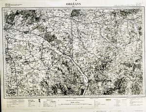 France Ordnance Survey Map Area of Orleans First World War Old Photo 1918