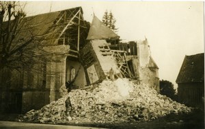 France First World War Church Ruins Destruction WWI Old Photo 1918'