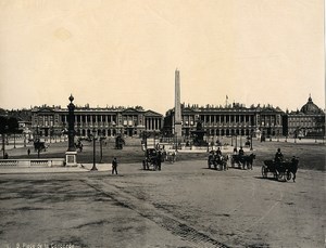 France Paris Busy Concorde Place Horse cars old Photo 1890