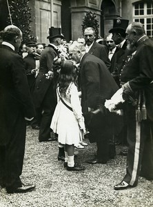 French Reims Little Girl Greeting President Raymond Poincaré old Photo 1920