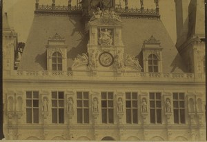 France Paris City Hall Architecture Old Photo 1890