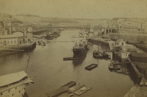 France Brittany Brest the swing bridge and the arsenal Old Photo 1890