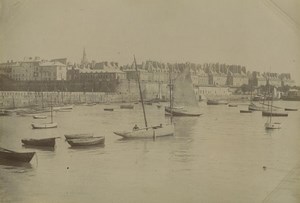 France Saint Malo outer harbor Boats Old Photo 1900