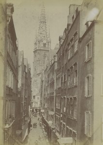 France Saint Malo Grande Rue Shops & Church Old Photo 1900