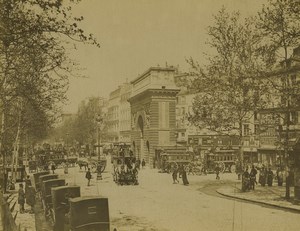 France Paris Saint Martin Gate Horse Cabs & Omnibus Old Photo Neurdein 1900