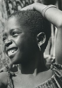 Africa Ivory Coast Smiling Young Girl Portrait Old Photo Defossez 1970's