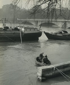 France Paris Seine River Boats Artistic Study Old photo Huet 1970