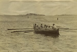 France Brittany Lorient Sailors in rowing boat old Photo Neurdein 1890