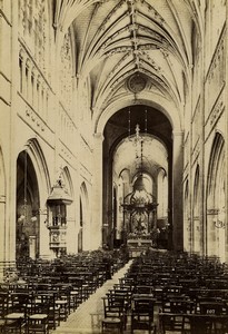 France Normandy Alencon church interior old Photo Neurdein 1890