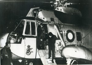 North Sea accident on an oil rig helicopter rescue old Photo 1972