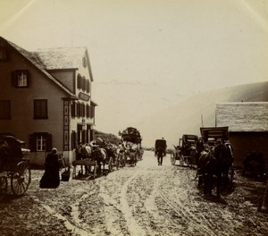 Switzerland Hotel near Rhone Glacier? Horse carriages Old Photo 1900 #2