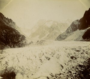 France Alps Chamonix Mer de Glace Glacier Montanvert Old Photo 1900