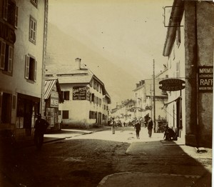 France Alps Chamonix? Street shops Savoy Hotel Gala Peter Sign Old Photo 1900