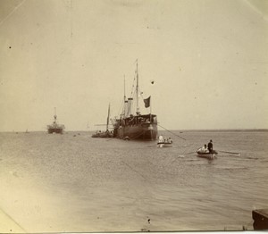 Morocco Tangier? boats in the harbor Old Amateur Photo 1900