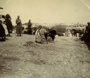 Morocco Tangier? Market snake charmer? Old Amateur Photo 1900 #2