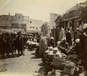 Morocco Tangier? Grand Socco Souk Market Scene Old Amateur Photo 1900 #4