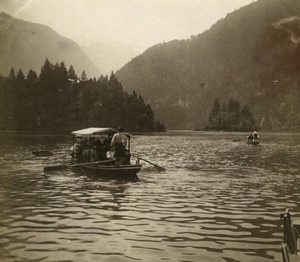 Austria Lake Hallstatt? Tourists on a small boat Old Photo 1900 #2