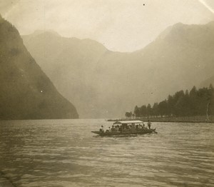 Austria Lake Hallstatt? Tourists on a small boat Old Photo 1900 #4