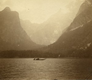 Austria Lake Hallstatt? Tourists on a small boat Old Photo 1900 #5