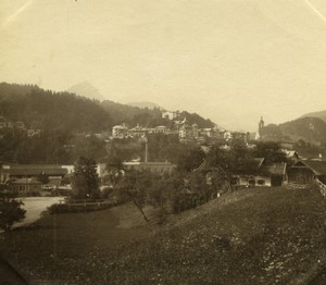 Somewhere in Austria? Town near Mountain Old Photo 1900 #1