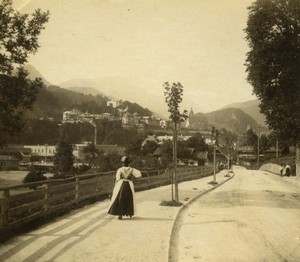 Somewhere in Austria? Town near Mountain Old Photo 1900 #2