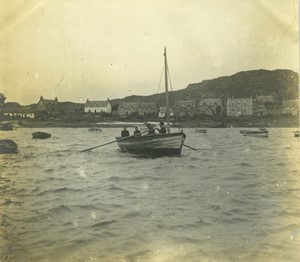 Scotland Village Iona? Fishing boat old photo 1900