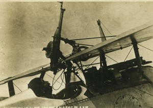 France WWI Machine gun on Nieuport Plane Military Aviation Old Photo 1918