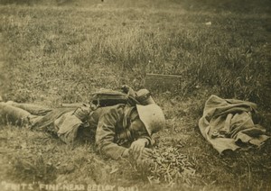 France Oise WWI Dead German Soldier near Belloy Old Photo 1918