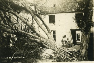 France WWI Oise Ferme damaged by 150 Shell Old Photo 1918