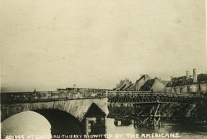 France WWI Château Thierry Bridge blown up by Americans Old Photo 1918