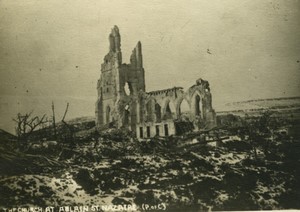 France Pas-de-Calais WWI the church at Ablain St Nazaire Old Photo 1918