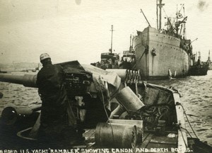 France WWI US Yacht Rambler showing cannon depth bombs Old Photo 1918