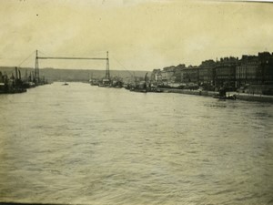 France Rouen Panorama Transporter bridge Seine Old Photo 1894