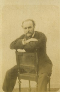 France Man sat on a chair Old Photo Cabinet Amateur 1890