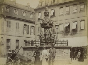 Germany Trier Details of the Fountain Market Place Old Photo 1890